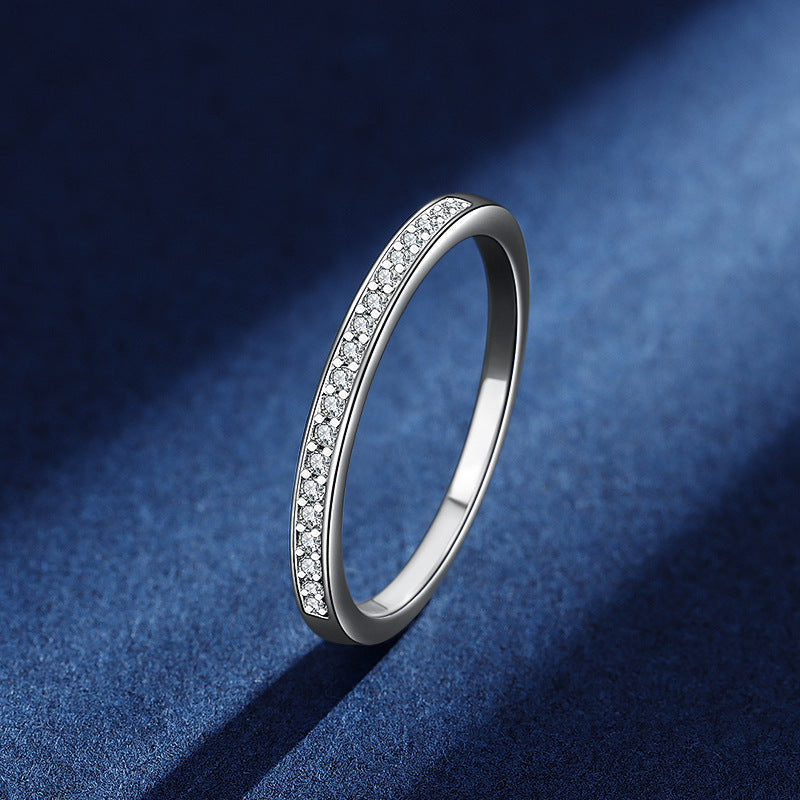 S925 Sterling Silver Couple Rings Adjustable Minimalist Design With Moissanite Diamond Accent Main image