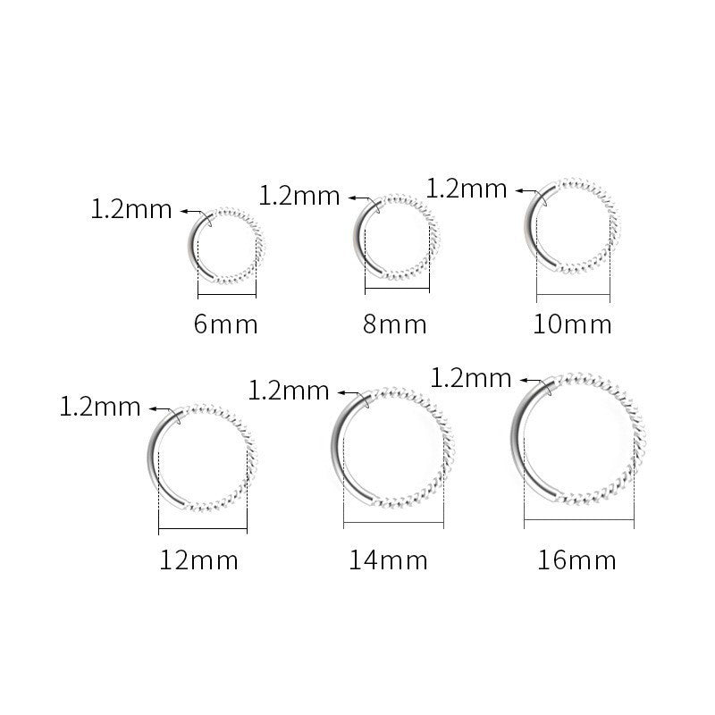 Twisted Stainless Steel Piercing Nose Ring Seamless Closed Loop