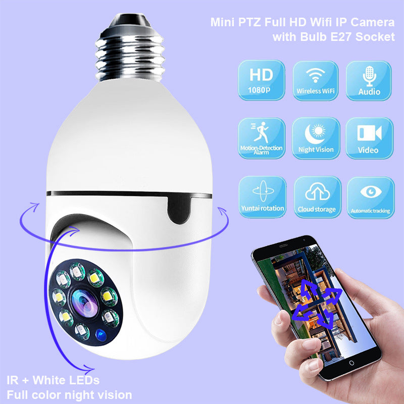 WiFi CAMERA 1080P Bulb 4X Zoom Camera E27 Home 5GWiFi Alarm Monitor Main image