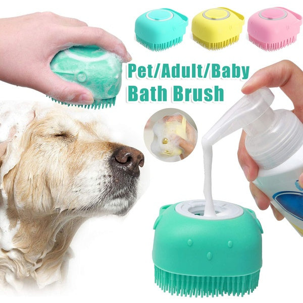 Silicone Dog Bath Massage Gloves Brush Pet Cat Bathroom Cleaning Tool Comb Brush For Dog Can Pour Shampoo Dog Grooming Supplies Main image