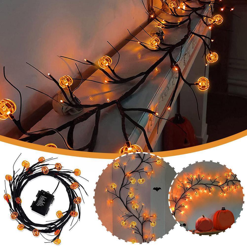Halloween LED Willow Vine String Light Cool Cartoon Bat Pumpkin Decoration For Indoor Outdoor Party House Decor Secondary image