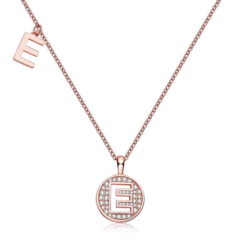 One Of The 26 Letters, E, Set With Top-quality Moissanite, Luxurious And Fashionable Light Luxury Trend Jewelry, Silver Necklace Pendant S925 Silver Electroplated Rose Gold Main image