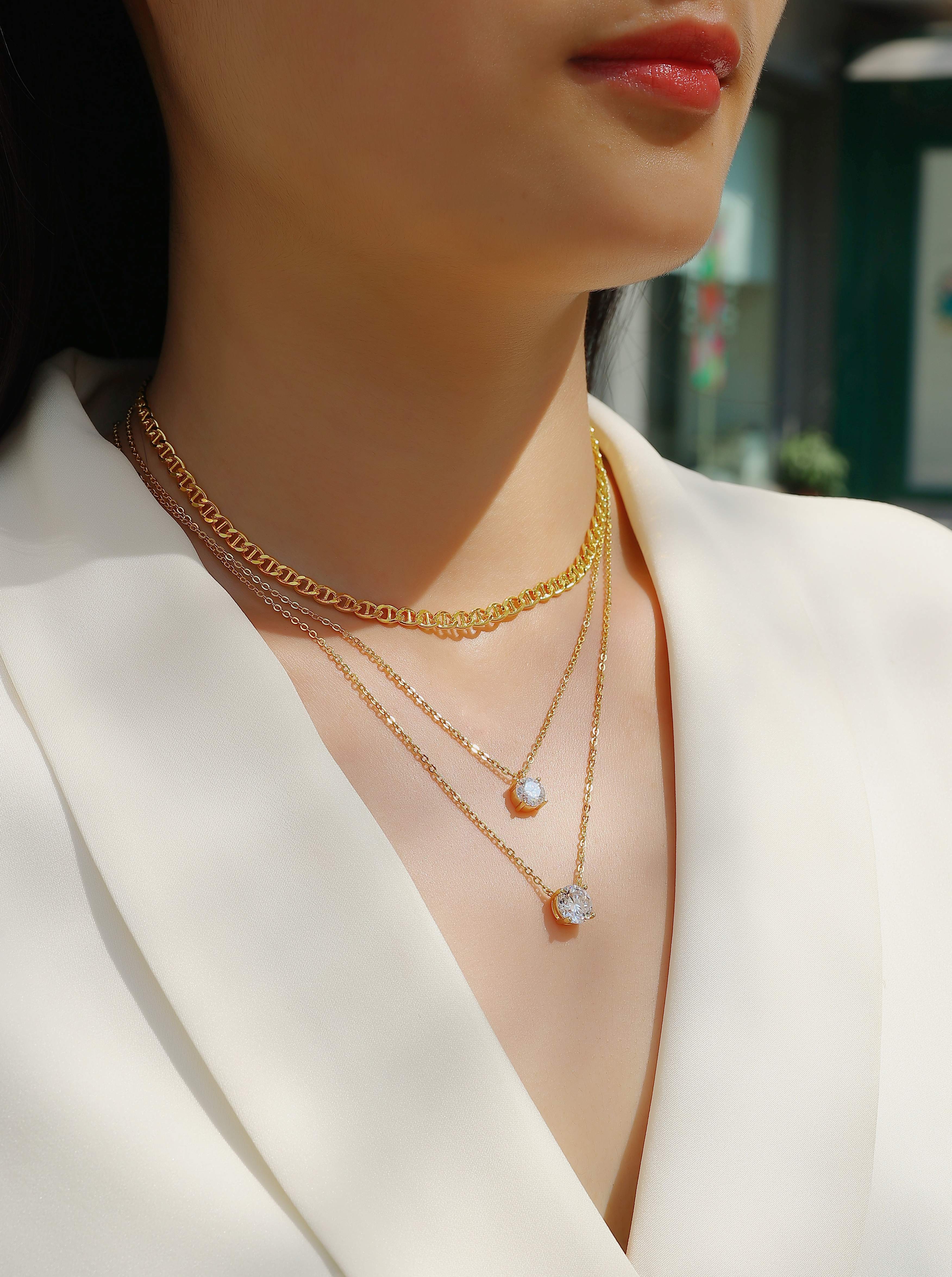 2-carat High-quality Morganite Gemstone-laden Luxurious And Fashionable Minimalist Trend Jewelry Silver Pendant Necklace With Collar Chain, S925 Silver Electroplated With Platinum