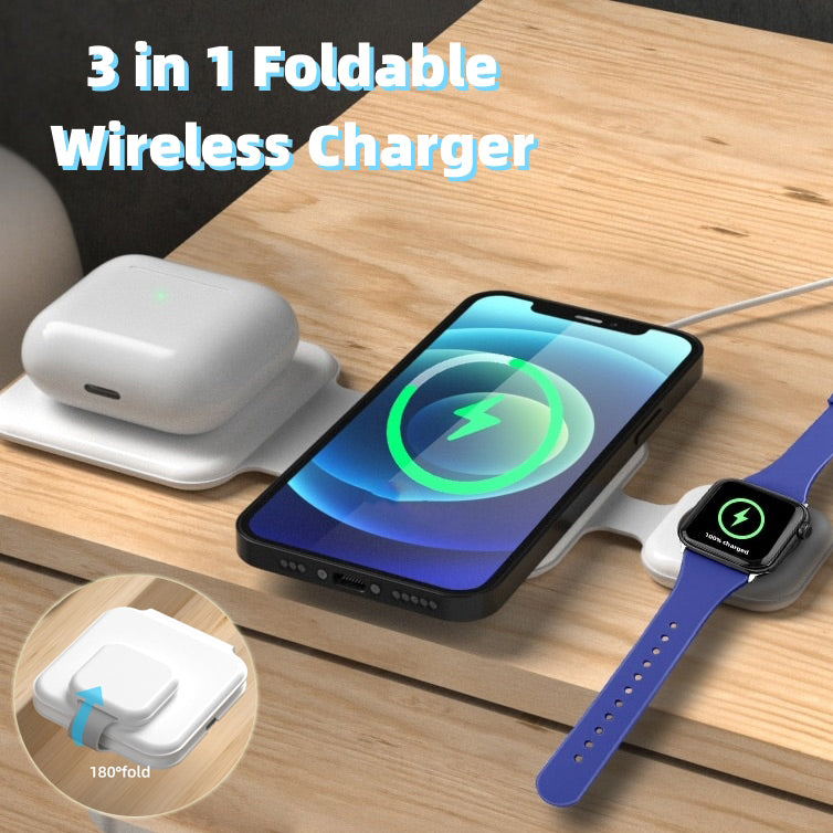 3 In 1 Magnetic Foldable Wireless Charger Charging Station Multi-device Folding Cell Phone Wireless Charger Gadgets Main image