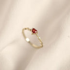 Womens Red Zircon Ring Japanese Style