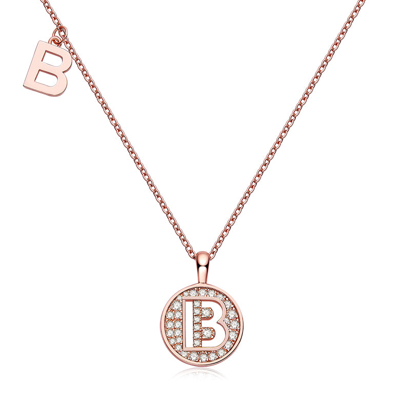 One Of The 26 Letters, B, Set With Top-quality Moissanite, Luxurious And Fashionable Light Luxury Trend Jewelry, Silver Necklace Pendant S925 Silver Electroplated Rose Gold Main image