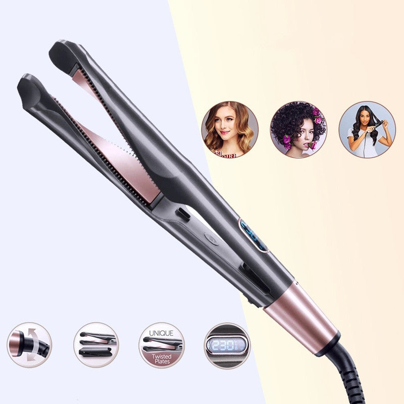 2 In 1 Hair Straightener And Curler Curling Iron For All Hair Types Tourmaline Ceramic Twisted Flat Iron For Hair Styling Main image