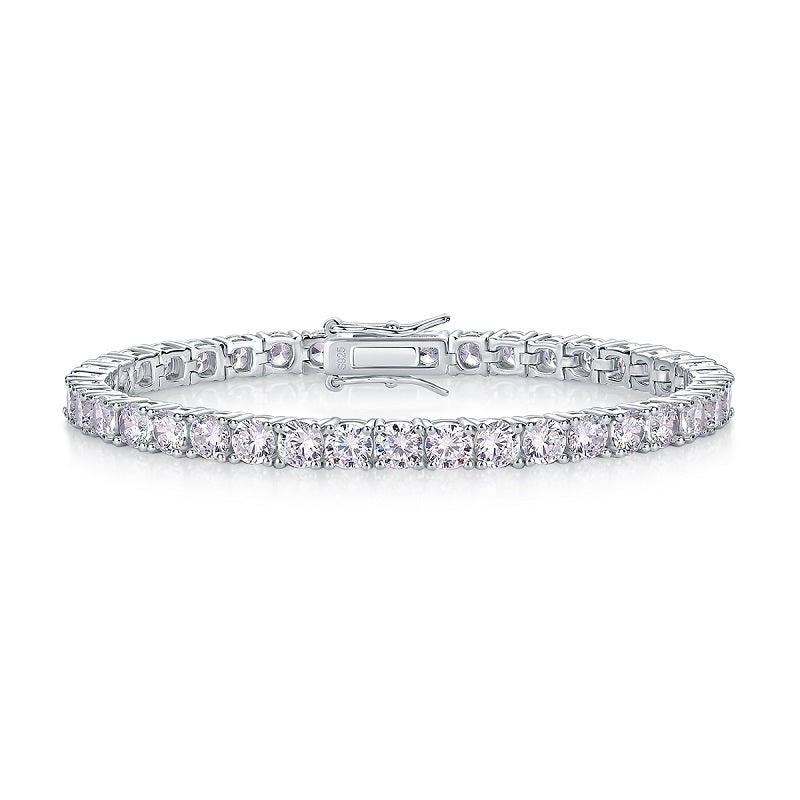 0.3-carat Luxury And Fashionable Light Luxury Trend Jewelry Silver Bracelet Set With Top-quality Moissanite, S925 Silver Electroplated Platinum Secondary image