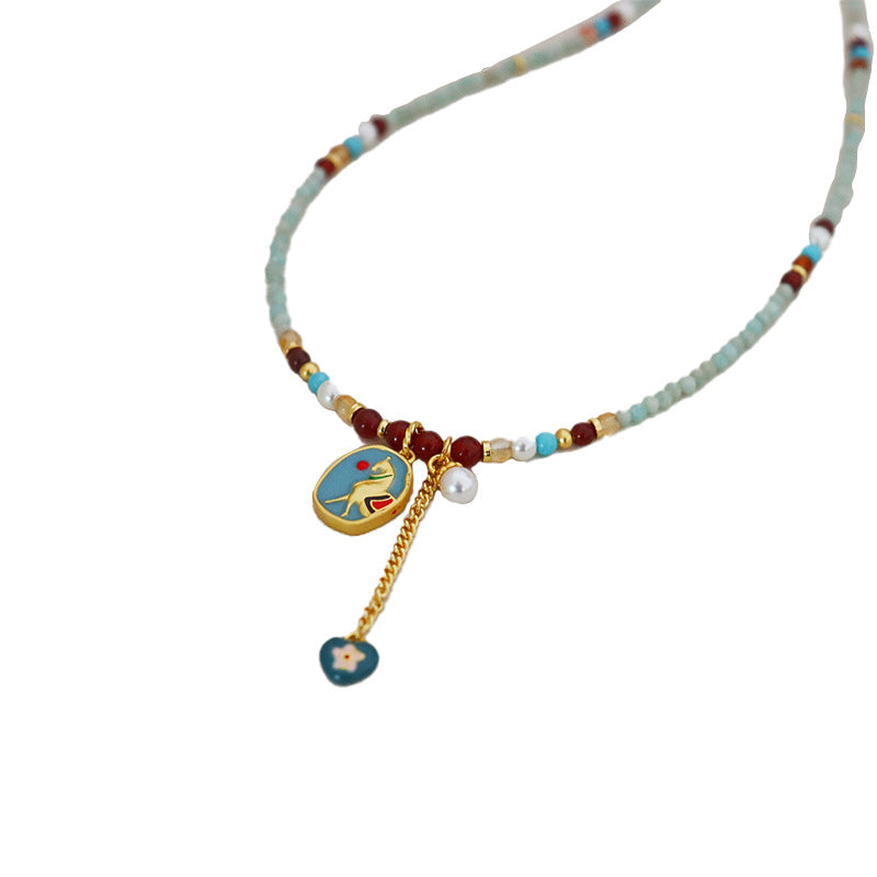 New Chinese Style Fashionable Retro Colored Drip Oil Horse Year Necklace Secondary image