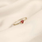 Womens Red Zircon Ring Japanese Style