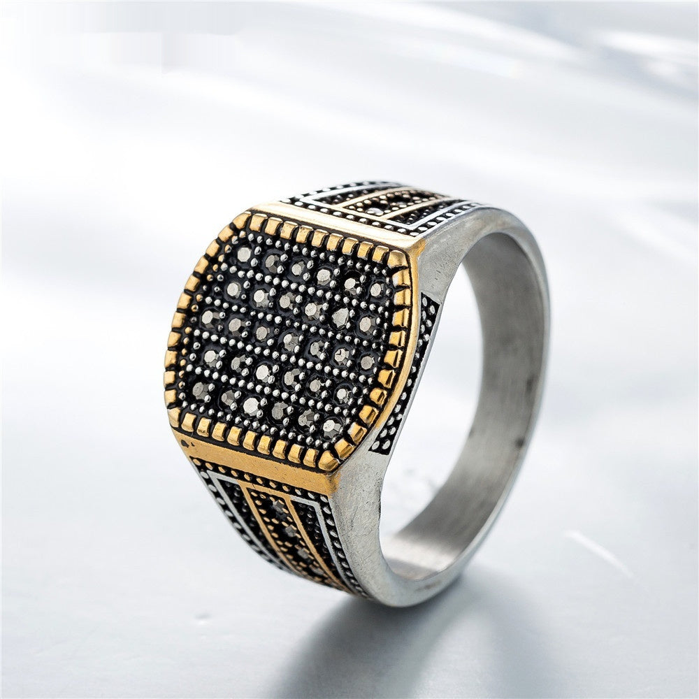 European And American-style Vintage Diamond-studded Titanium Ring For Men Main image