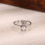 1 Piece Stainless Steel Bear Open Ring, Dainty & Exquisite Fashion Jewelry, Cute Style Accessory, Perfect For Daily Matching & Bestie Gifting