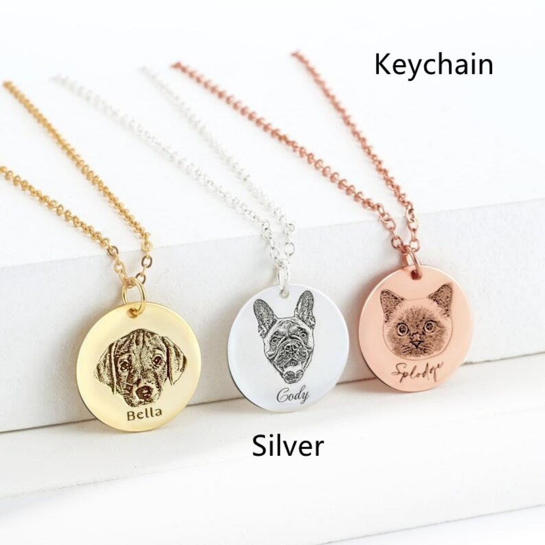 Single-side Customization Stainless Steel Pet Photo Graffiti Pendant Keychain Bracelet Secondary image