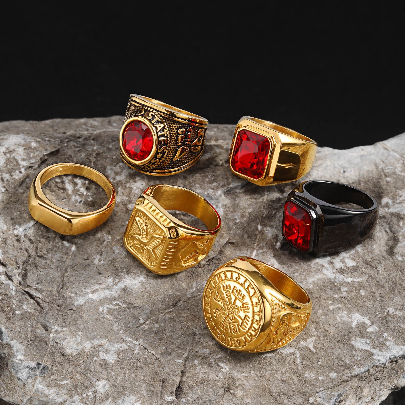 Stainless Steel Eagle Ring For Men Bold Red Zircon And Fashion-Forward Main image