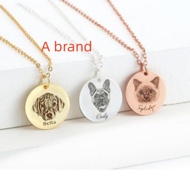 Single-side Customization Stainless Steel Pet Photo Graffiti Pendant Keychain Bracelet