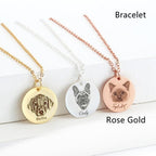 Single-side Customization Stainless Steel Pet Photo Graffiti Pendant Keychain Bracelet