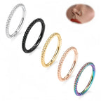 Twisted Stainless Steel Piercing Nose Ring Seamless Closed Loop