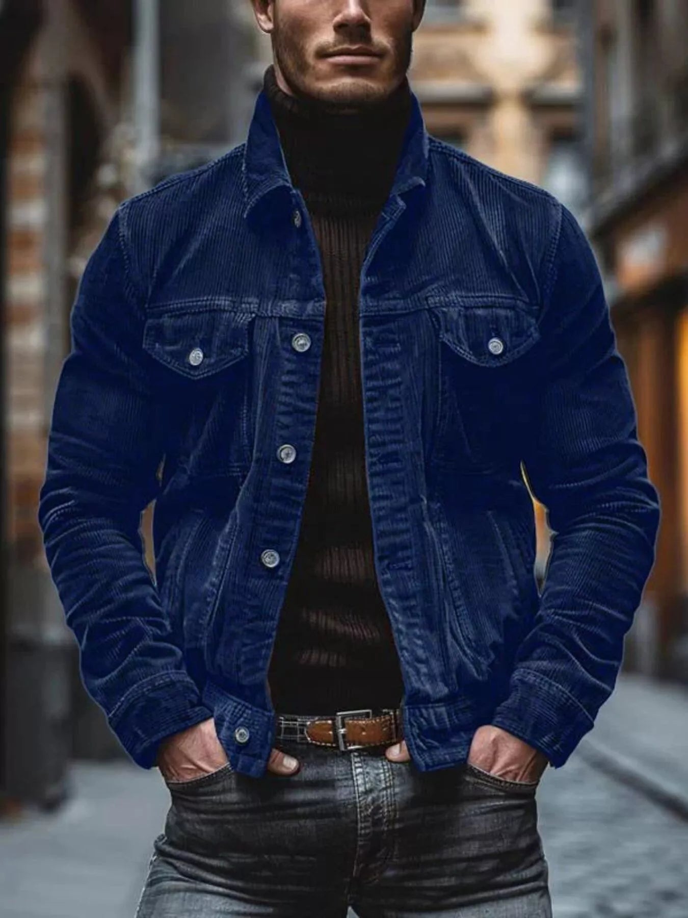 Men's Full Size Corduroy Button-Down Jacket Plus Size Secondary image