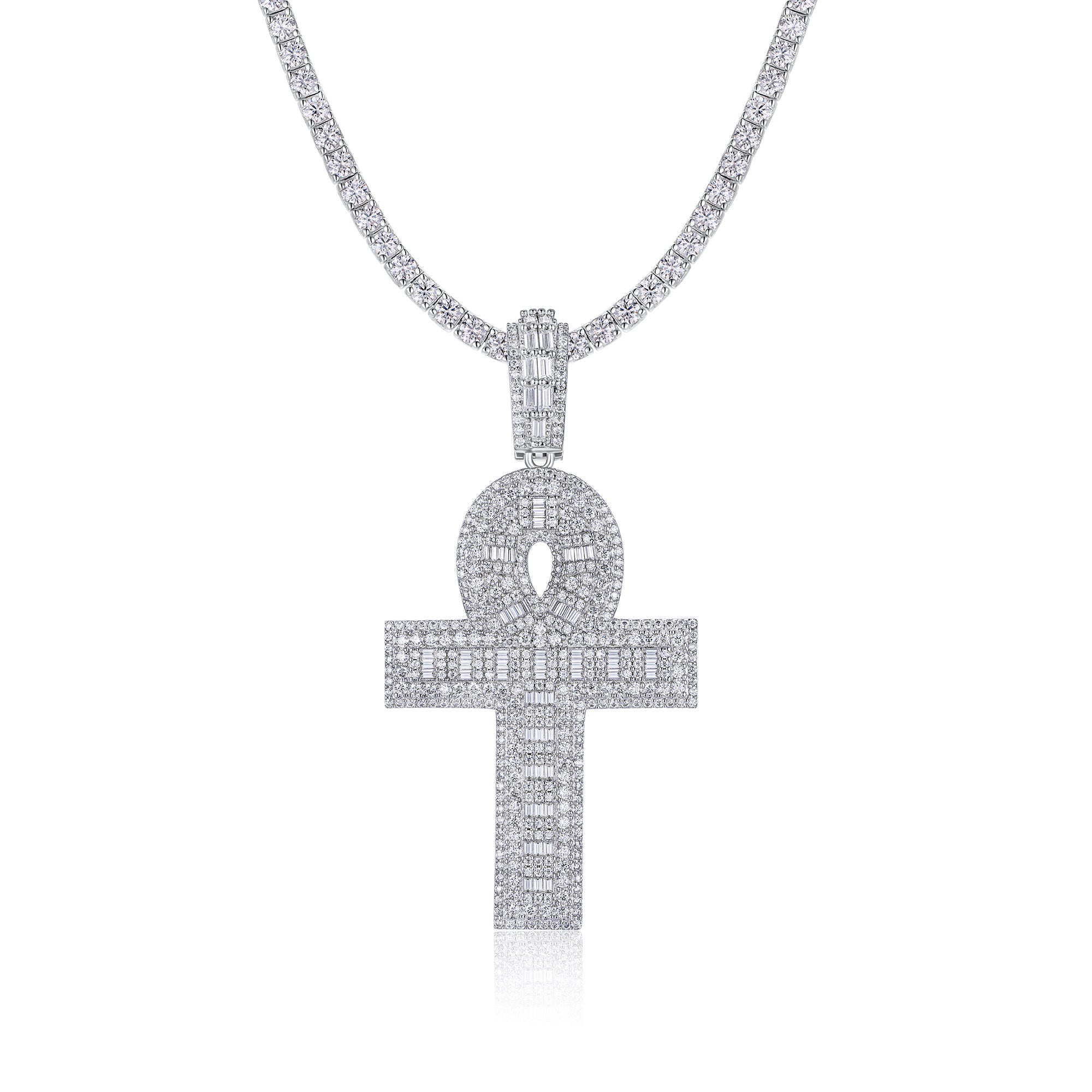 Set With Top-quality Moissanite, This Luxurious And Fashionable Light Luxury Trend Jewelry Necklace Pendant Is Made Of S925 Silver Electroplated With Platinum