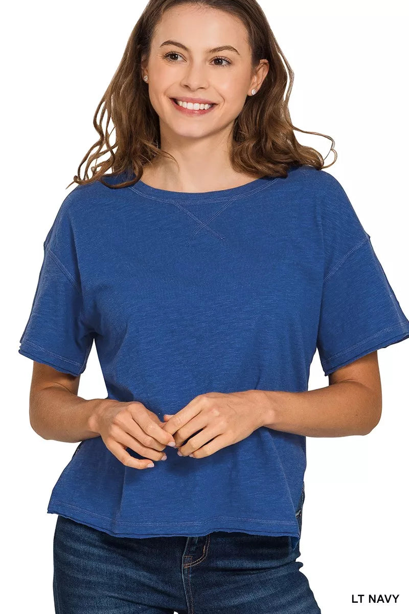 Zenana Cotton Slub Short Sleeve Tee Secondary image