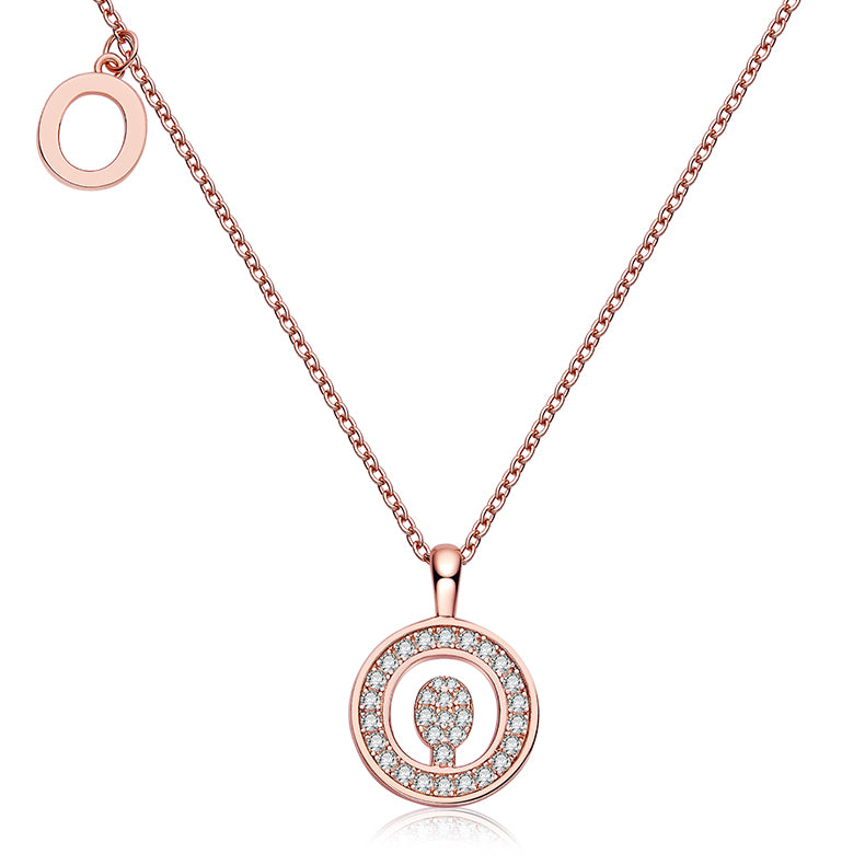 One Of The 26 Letters, O, Set With Top-quality Moissanite, Luxurious And Fashionable Light Luxury Trend Jewelry, Silver Necklace Pendant, S925 Silver Electroplated Rose Gold Main image