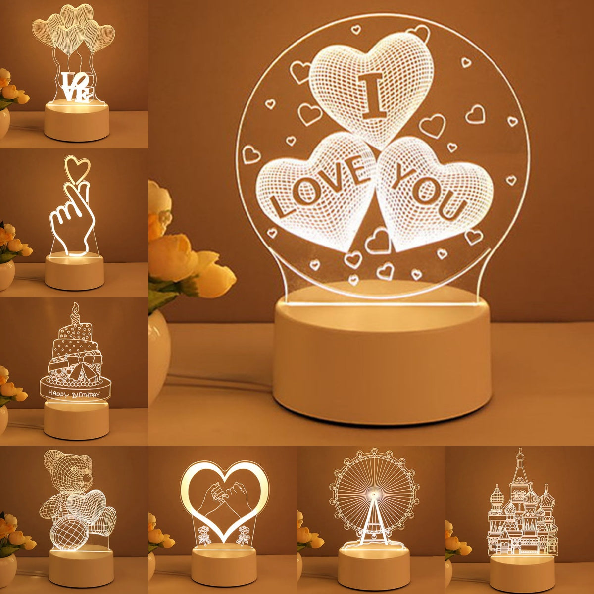3D Lamp Acrylic USB LED Night Lights Neon Sign Lamp Xmas Home Decorations For Room Decor Valentines Day Gifts Main image