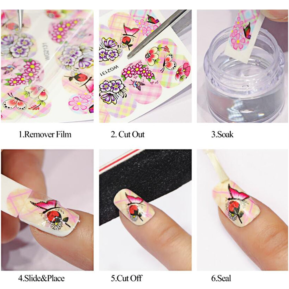 1pcs Nail Sticker Butterfly Flower Water Transfer Decal Sliders for Nail Art Decoration Tattoo Manicure Wraps Tools Tip JISTZ508 Secondary image