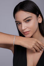 0.3-carat Luxury And Fashionable Light Luxury Trend Jewelry Silver Bracelet Set With Top-quality Moissanite, S925 Silver Electroplated Platinum