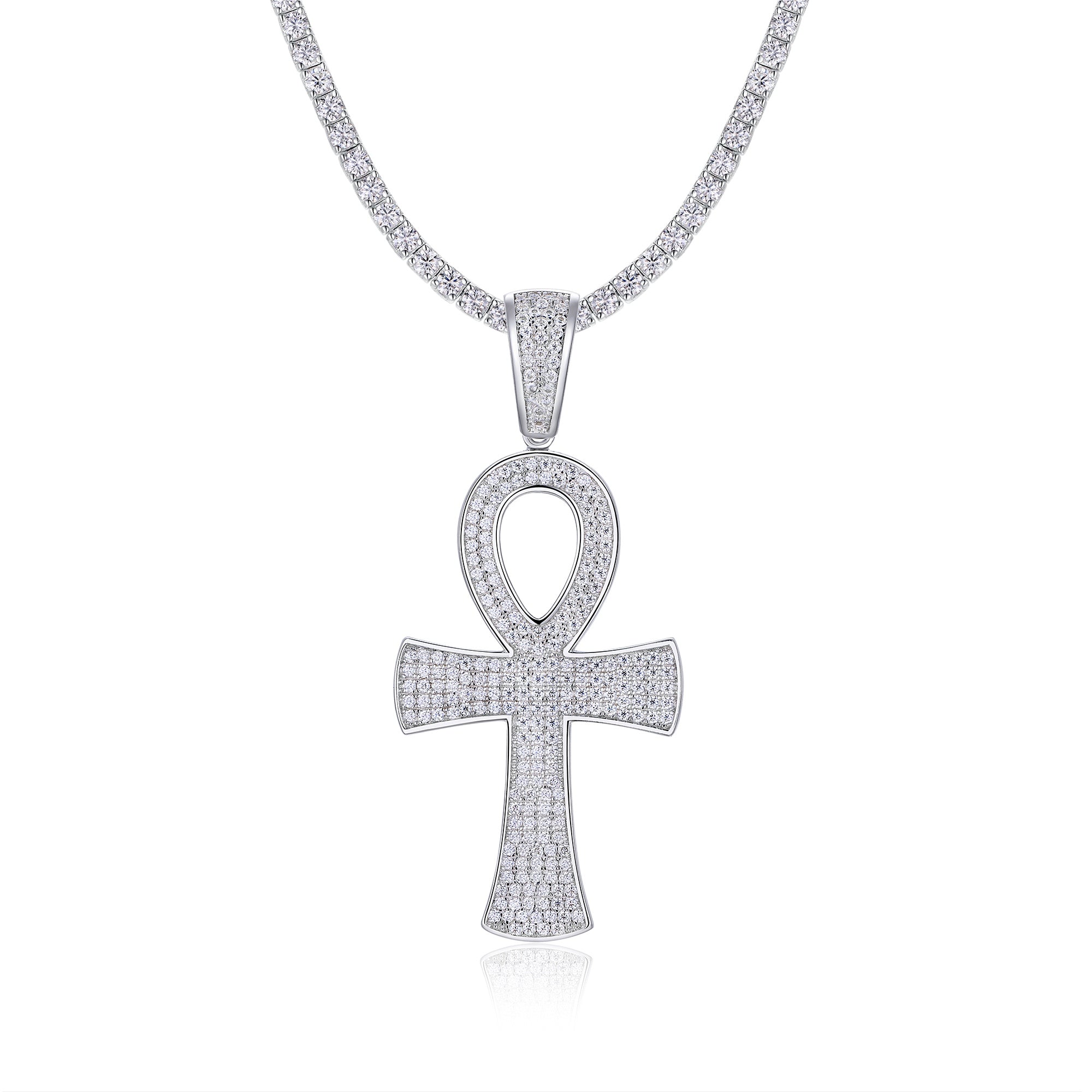 Set With Top-quality Moissanite, This Luxurious And Fashionable Light Luxury Trend Jewelry Necklace Pendant Is Made Of S925 Silver Electroplated With Platinum Main image