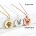 Single-side Customization Stainless Steel Pet Photo Graffiti Pendant Keychain Bracelet