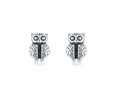 S925 Sterling Silver Creative Design Cute Owl Stud Earrings For Women