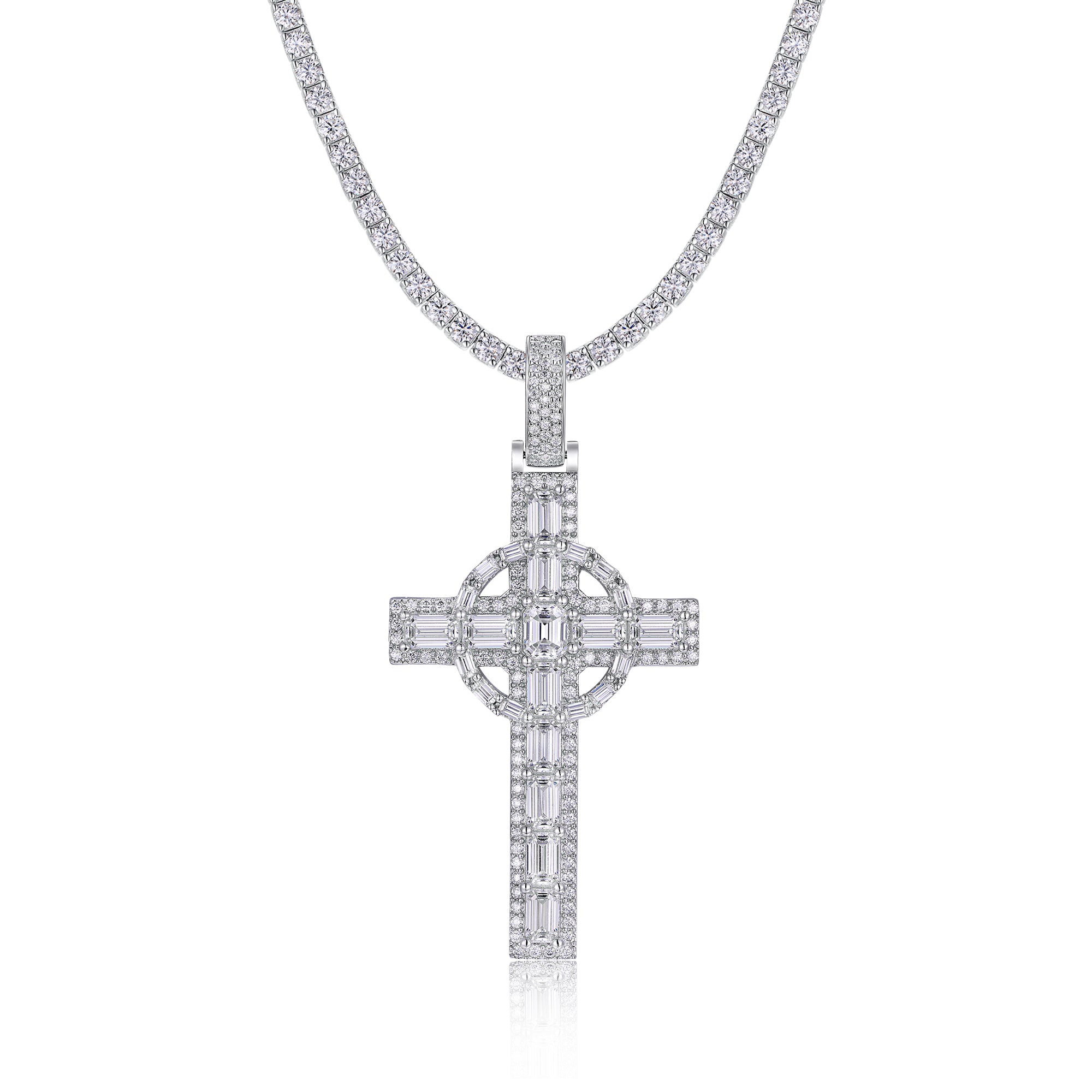 Set With Top-quality Moissanite, This Luxurious And Fashionable Light Luxury Trend Jewelry Necklace Pendant Is Made Of S925 Silver Electroplated With Platinum Main image