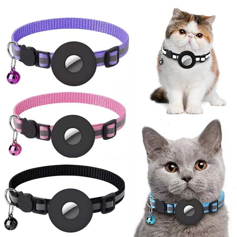 Reflective Collar Waterproof Holder Case For Airtag Air Tag Airtags Protective Cover Cat Dog Kitten Puppy Nylon Collar Main image