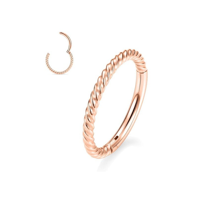 Twisted Stainless Steel Piercing Nose Ring Seamless Closed Loop