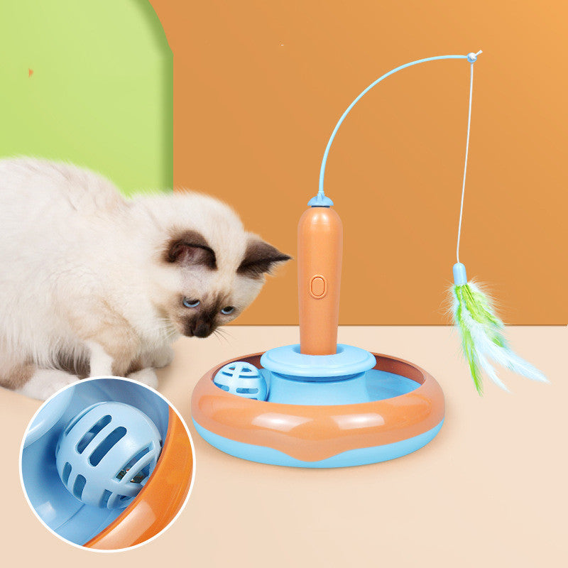 2 In 1 Pet Cat Toy With Feather For Self-play Cat Turntable Pets Supplies Cat Toy Toys Cats Items Products Secondary image