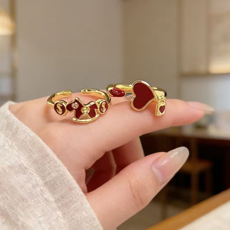 2026 Horse Year Fortune Ring For Women, Light Luxury Vintage Bow Open Ring, Birth Year Red Limited Edition Index Finger Ring, Single Piece  3-Piece Set Secondary image