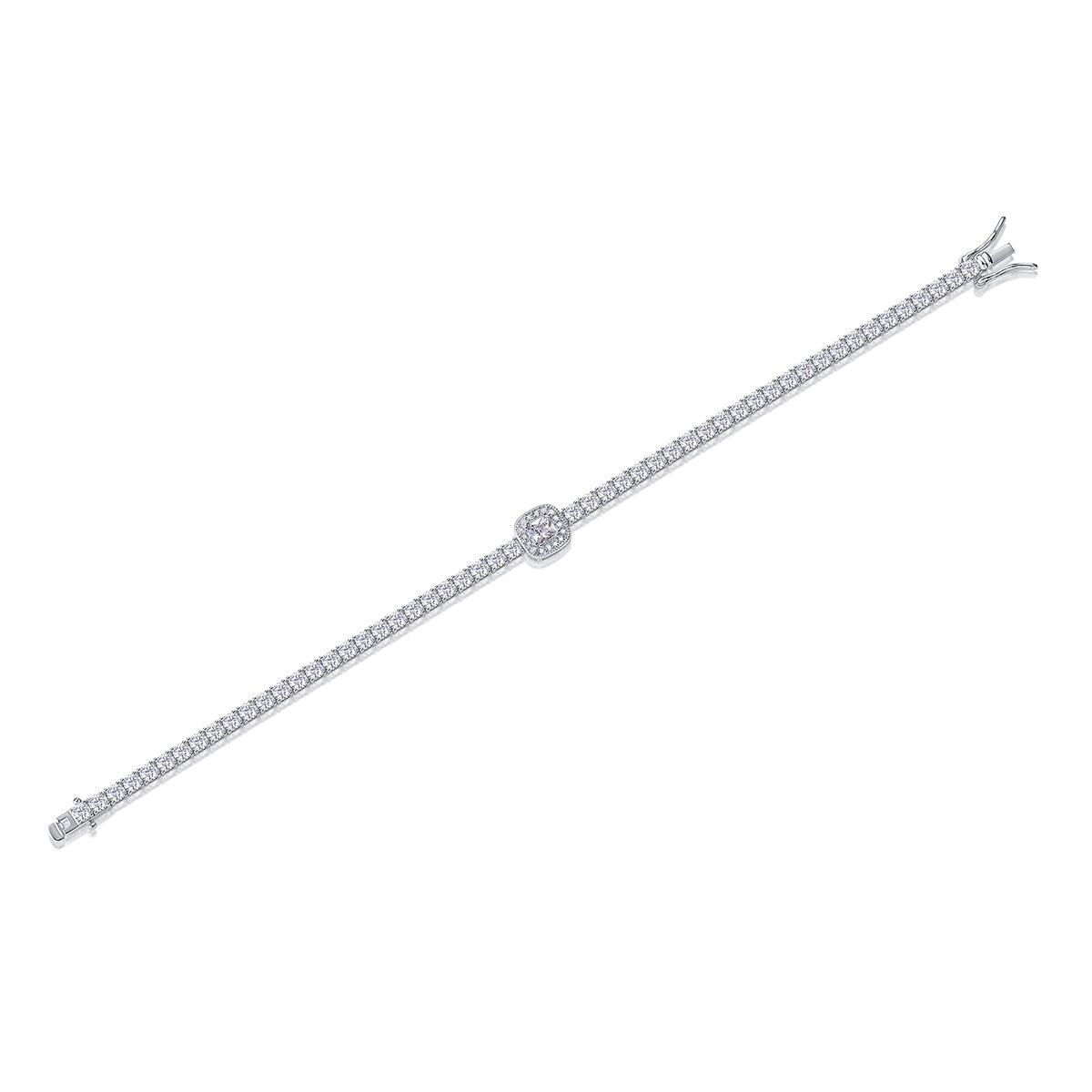Set With Top-quality Moissanite, This Luxurious And Fashionable Light Luxury Jewelry Silver Bracelet Is Made Of S925 Silver Electroplated With Platinum