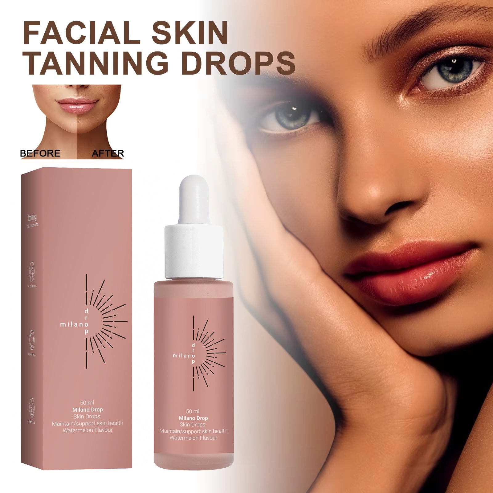 Tanning Face Serum Face Body Tanning Bed Outdoor Fine Line Repair Skin Serum Dark Bronzer Self Tanning Serum Drops Main image