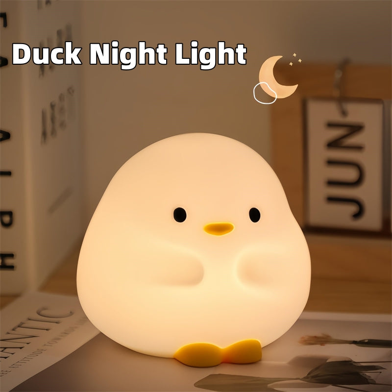 Cute Duck LED Night Lamp Cartoon Silicone USB Rechargeable Sleeping Light Touch Sensor Timing Bedroom Bedside Lamp For Kid Gift Home Decor Main image