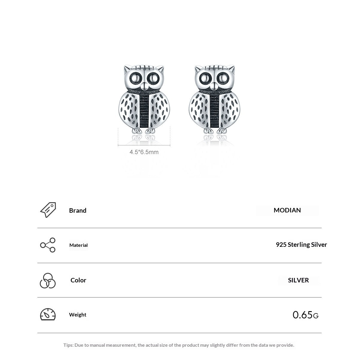 S925 Sterling Silver Creative Design Cute Owl Stud Earrings For Women