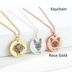 Single-side Customization Stainless Steel Pet Photo Graffiti Pendant Keychain Bracelet