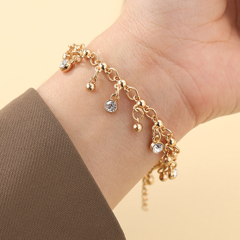 Minimalist Diamond Studded Tassel Bracelet Main image