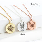 Single-side Customization Stainless Steel Pet Photo Graffiti Pendant Keychain Bracelet