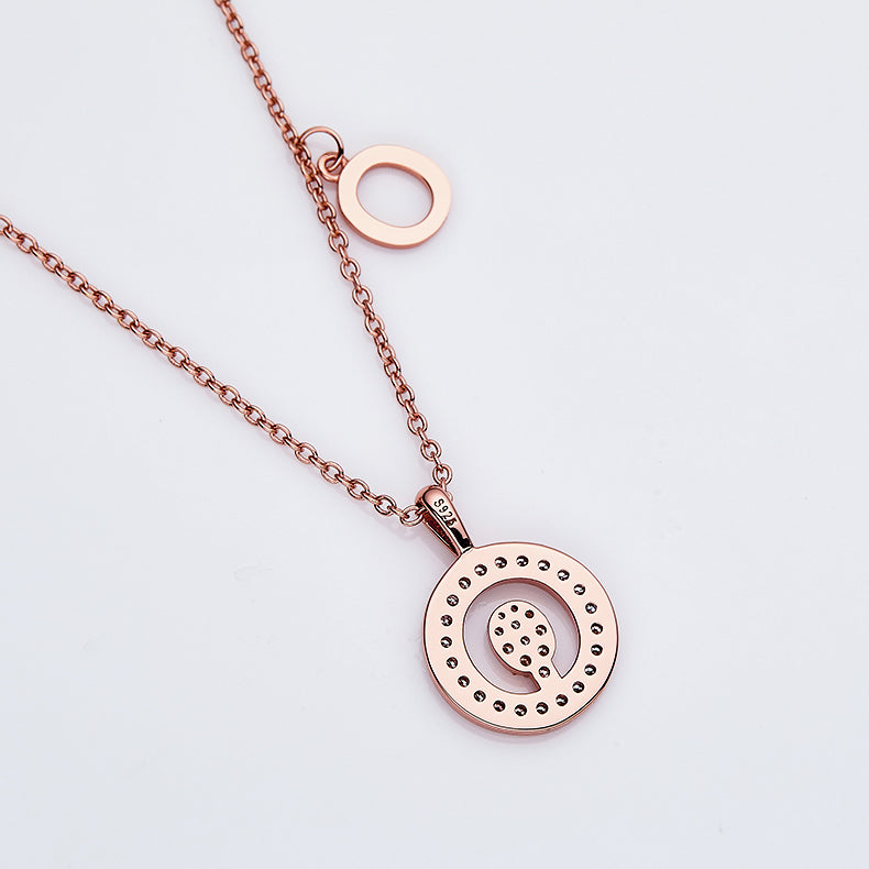 One Of The 26 Letters, O, Set With Top-quality Moissanite, Luxurious And Fashionable Light Luxury Trend Jewelry, Silver Necklace Pendant, S925 Silver Electroplated Rose Gold Secondary image