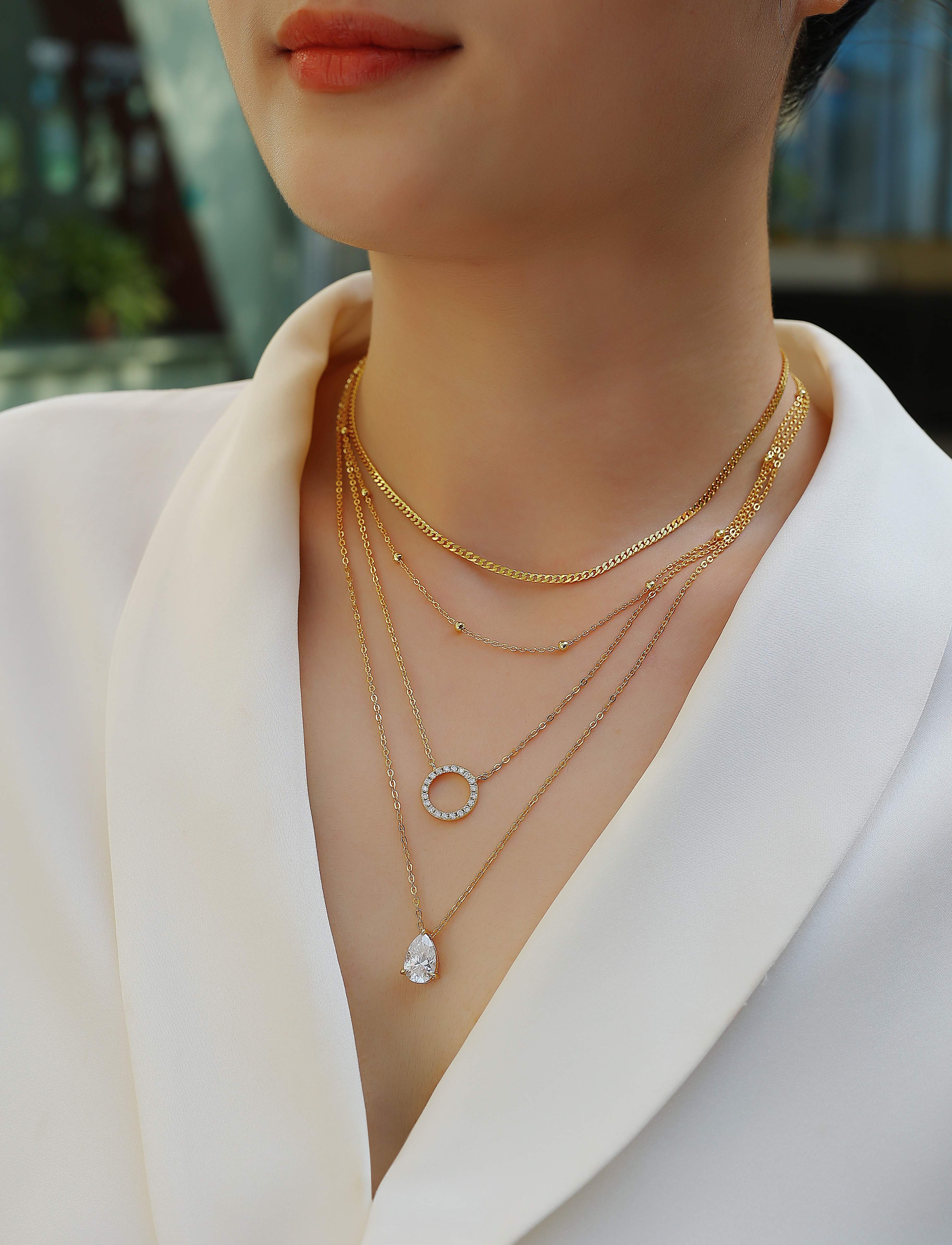 Pear-shaped Inlay Of Top-quality Moissanite, Luxurious And Fashionable, Minimalist Trend Jewelry, Silver Pendant Necklace, Collar Chain, S925 Silver Electroplated With Gold Main image