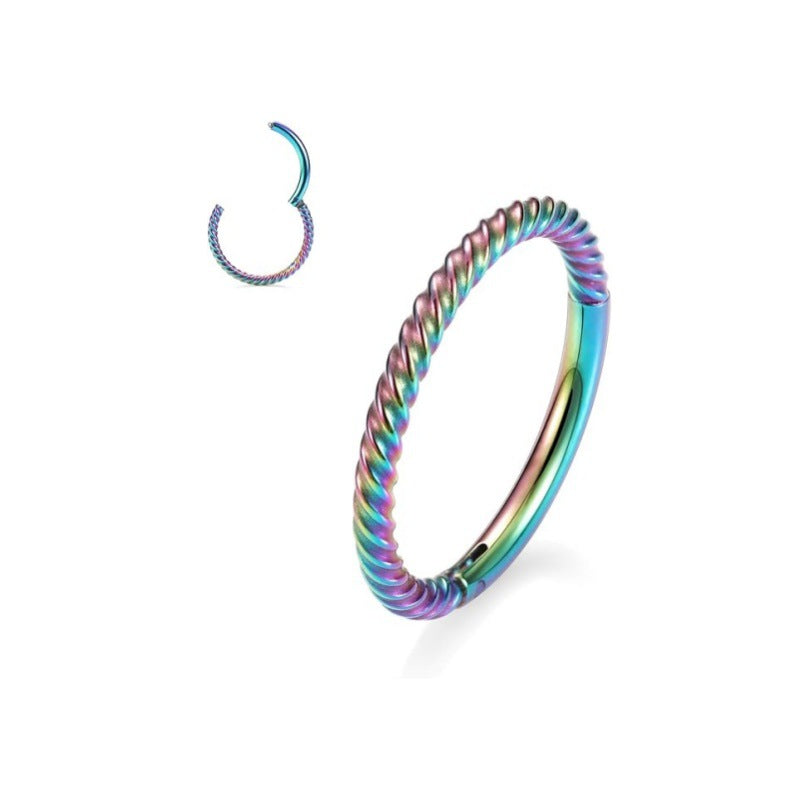 Twisted Stainless Steel Piercing Nose Ring Seamless Closed Loop