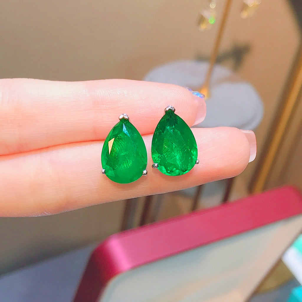 Emerald Paraiba Pear-shaped Earrings