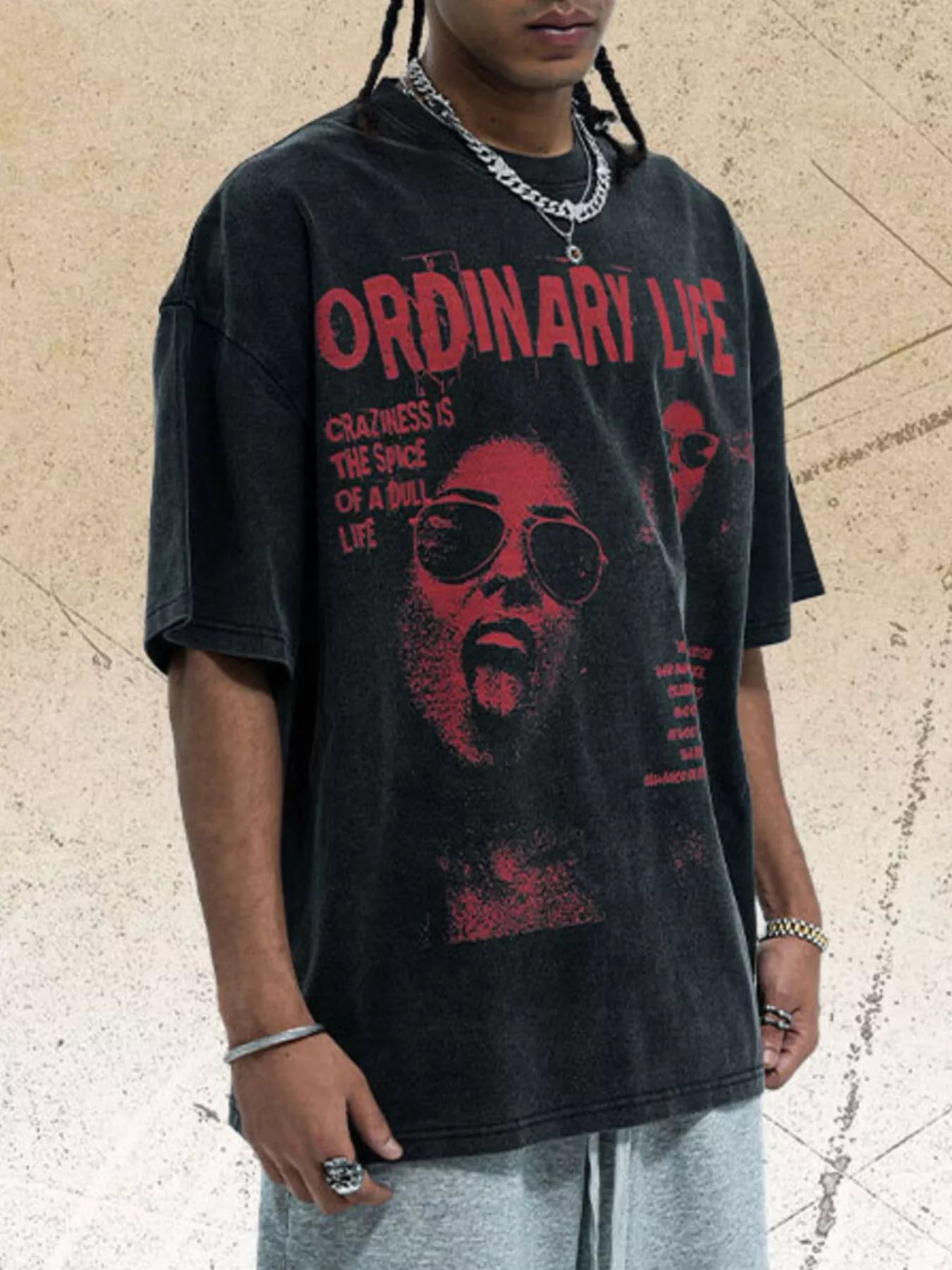 Men's Vintage Graphic Print Oversized T-Shirt Secondary image
