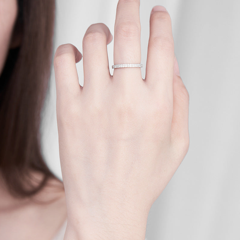 S925 Sterling Silver Couple Rings Adjustable Minimalist Design With Moissanite Diamond Accent Secondary image