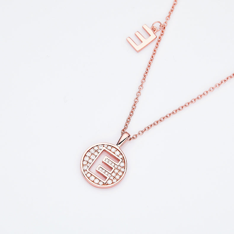 One Of The 26 Letters, E, Set With Top-quality Moissanite, Luxurious And Fashionable Light Luxury Trend Jewelry, Silver Necklace Pendant S925 Silver Electroplated Rose Gold Secondary image